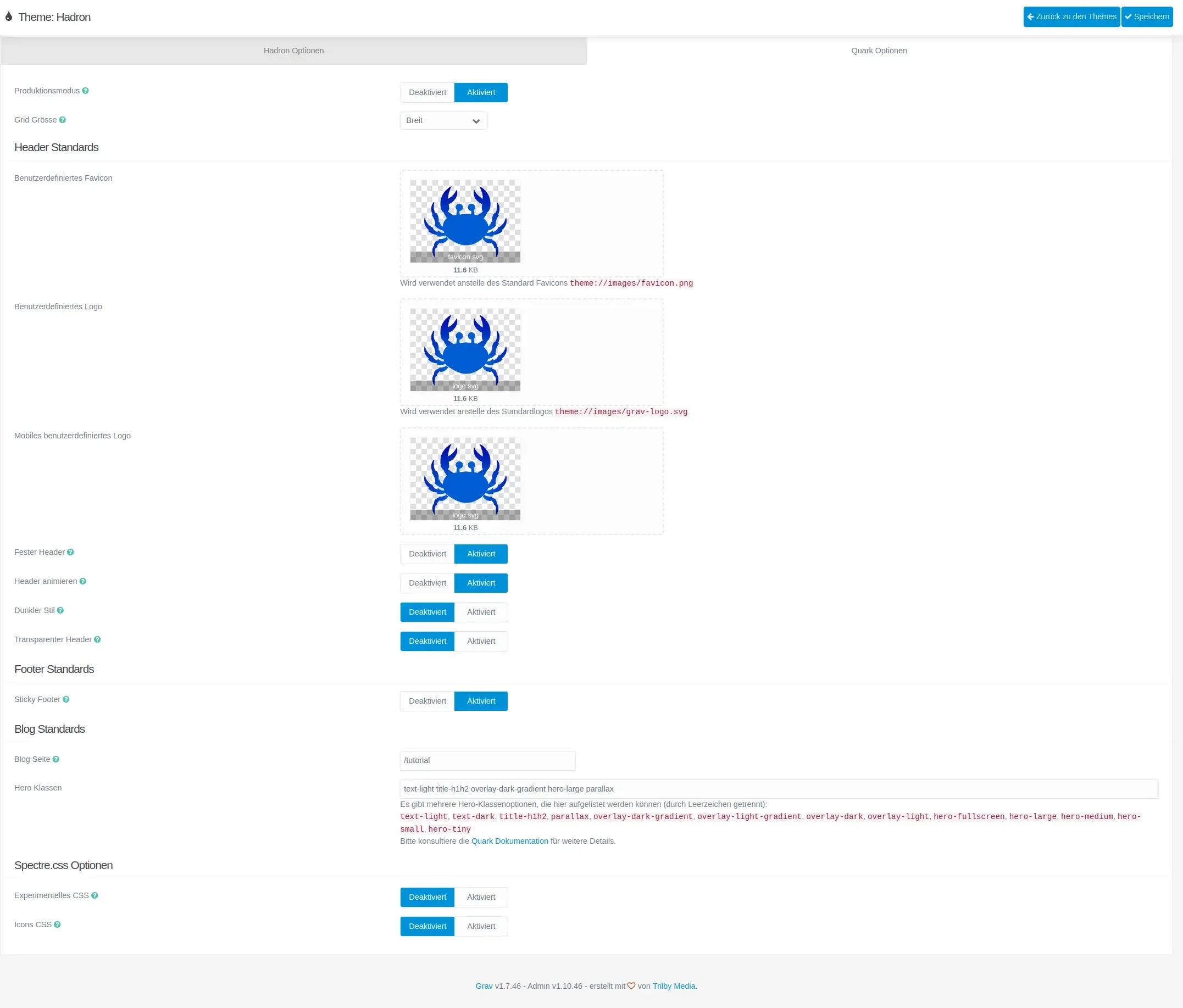 Quark Settings